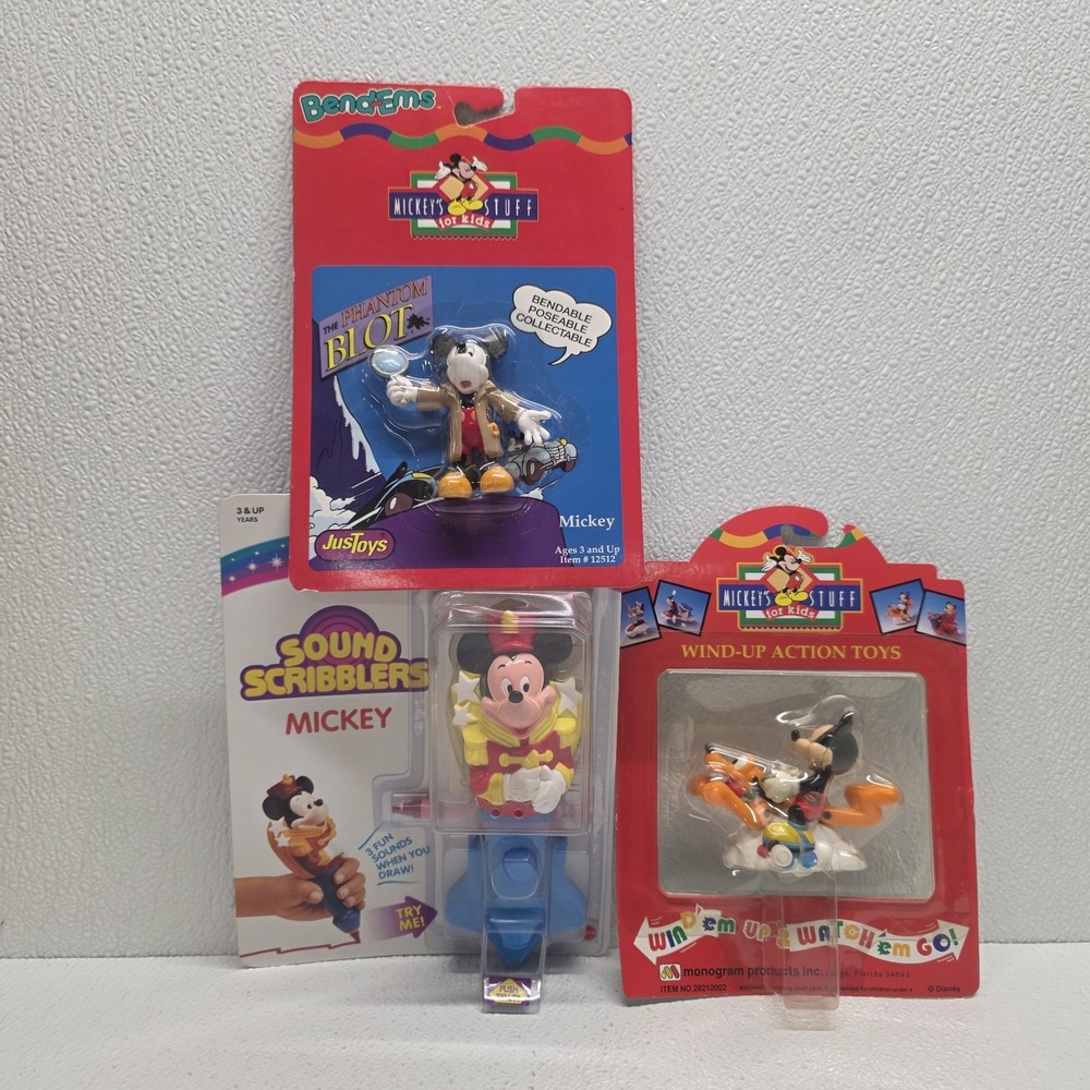 Vintage Disney Mickey Lot of 3 New Old Stock Toys
